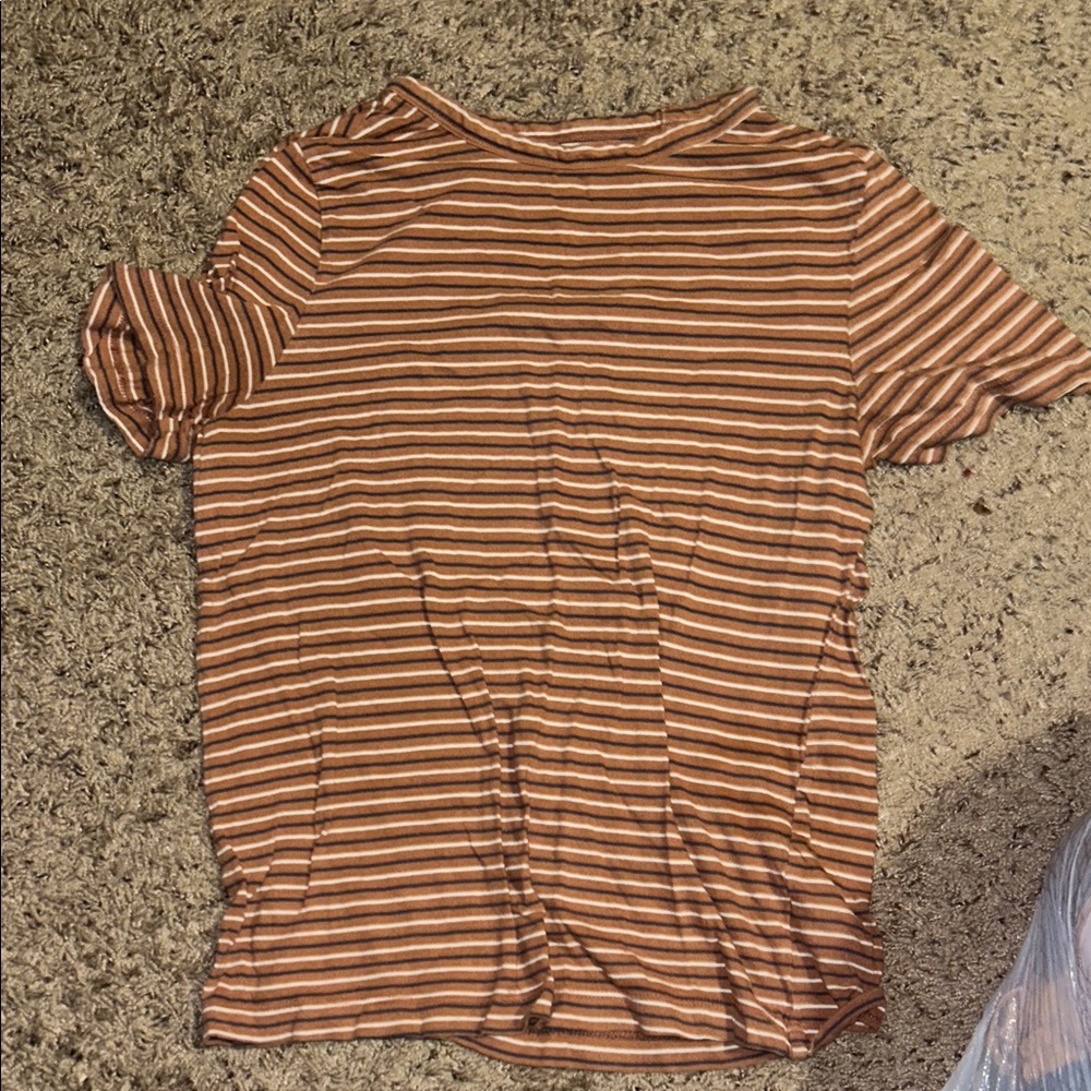 Universal Thread Brown and Tan Striped Tee